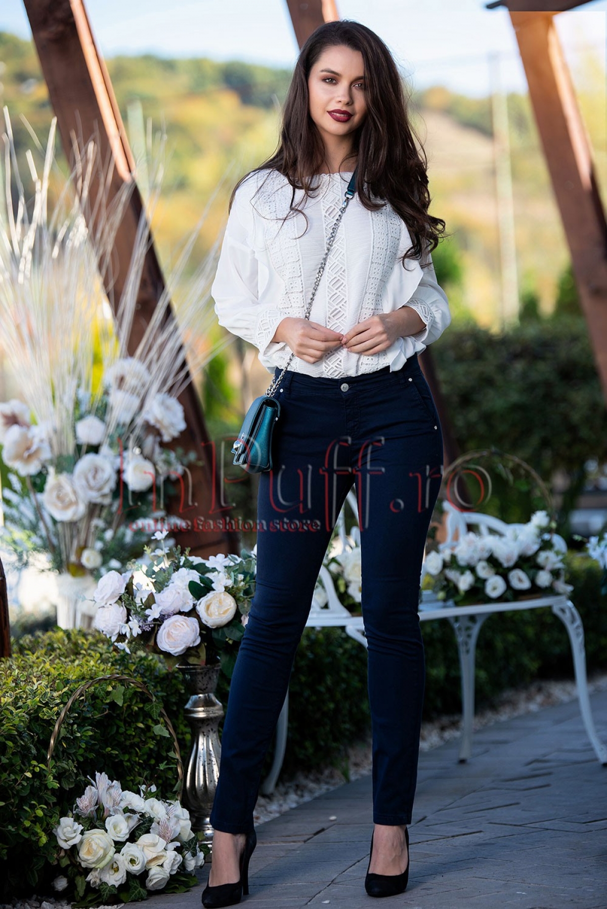 Pantaloni Sanko bleumarin de dama