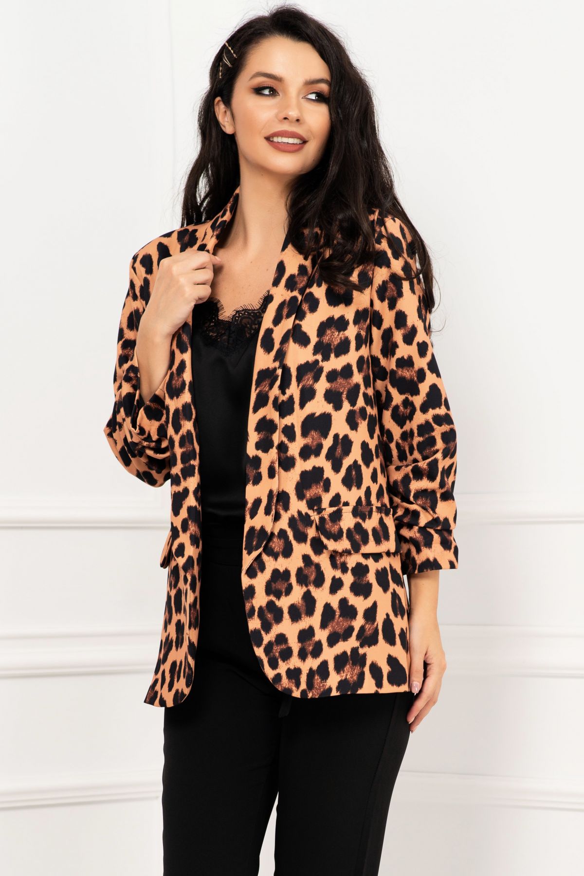 Sacou dama elegant cu imprimeu leopard pret ieftin