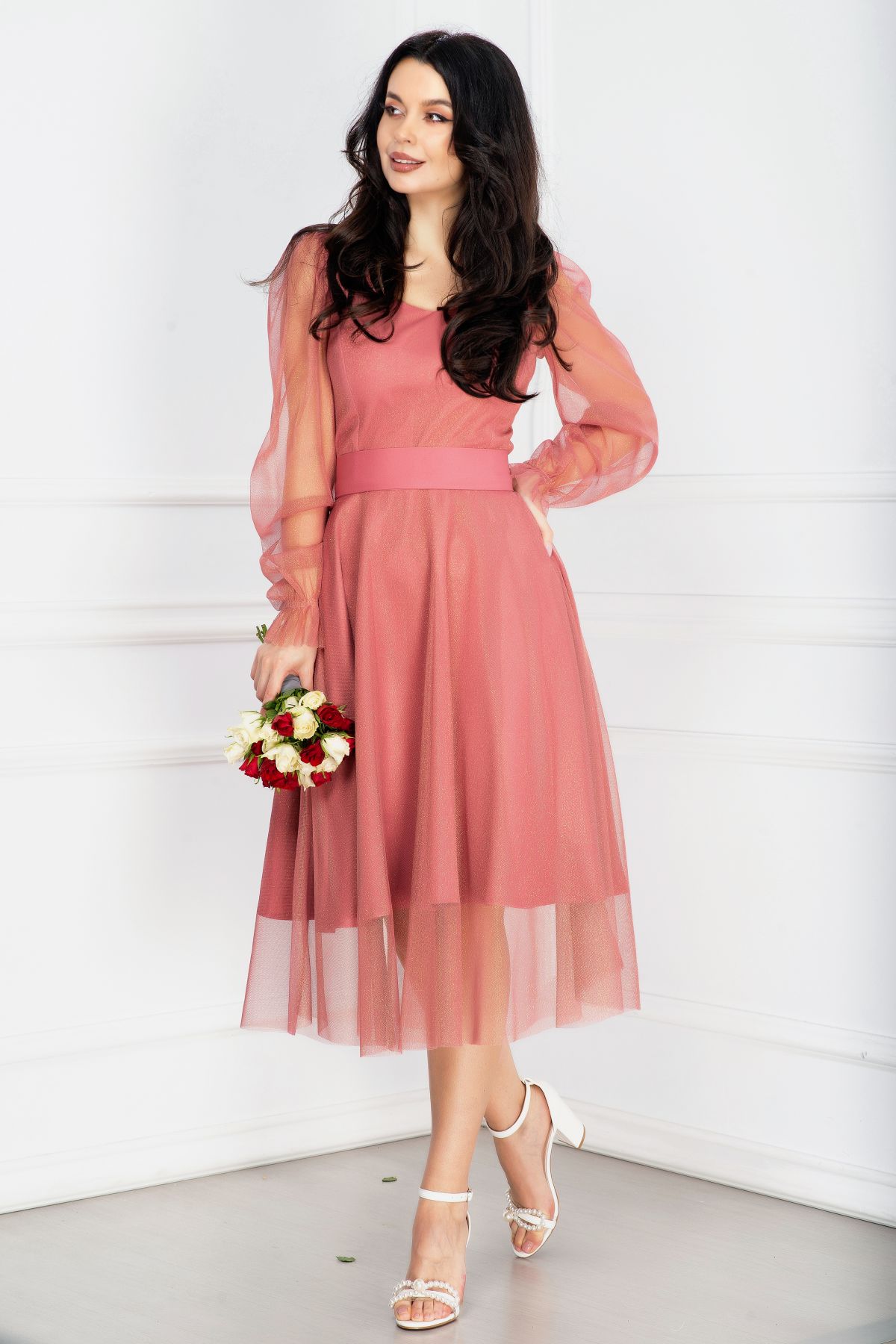 Poze Rochie eleganta din lurex rose in clos inpuff.ro