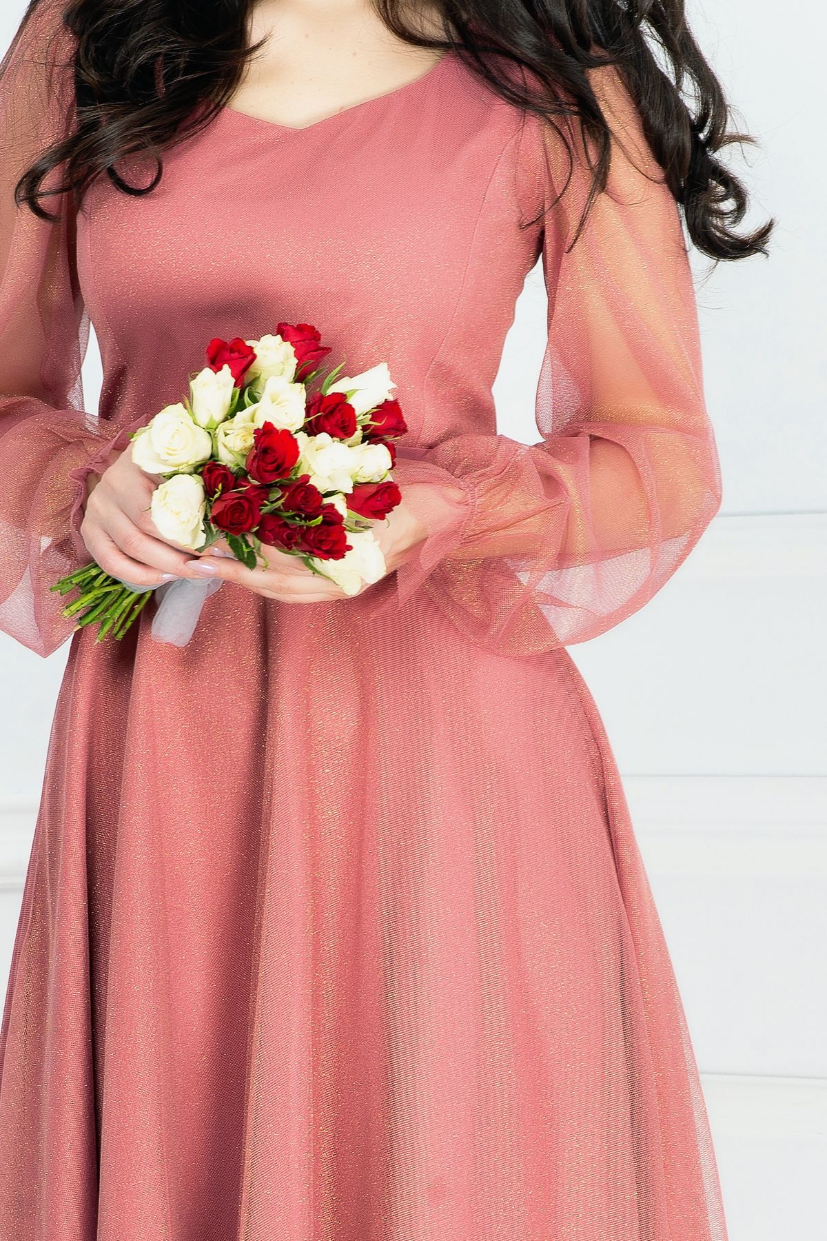 Poze Rochie eleganta din lurex rose in clos inpuff.ro