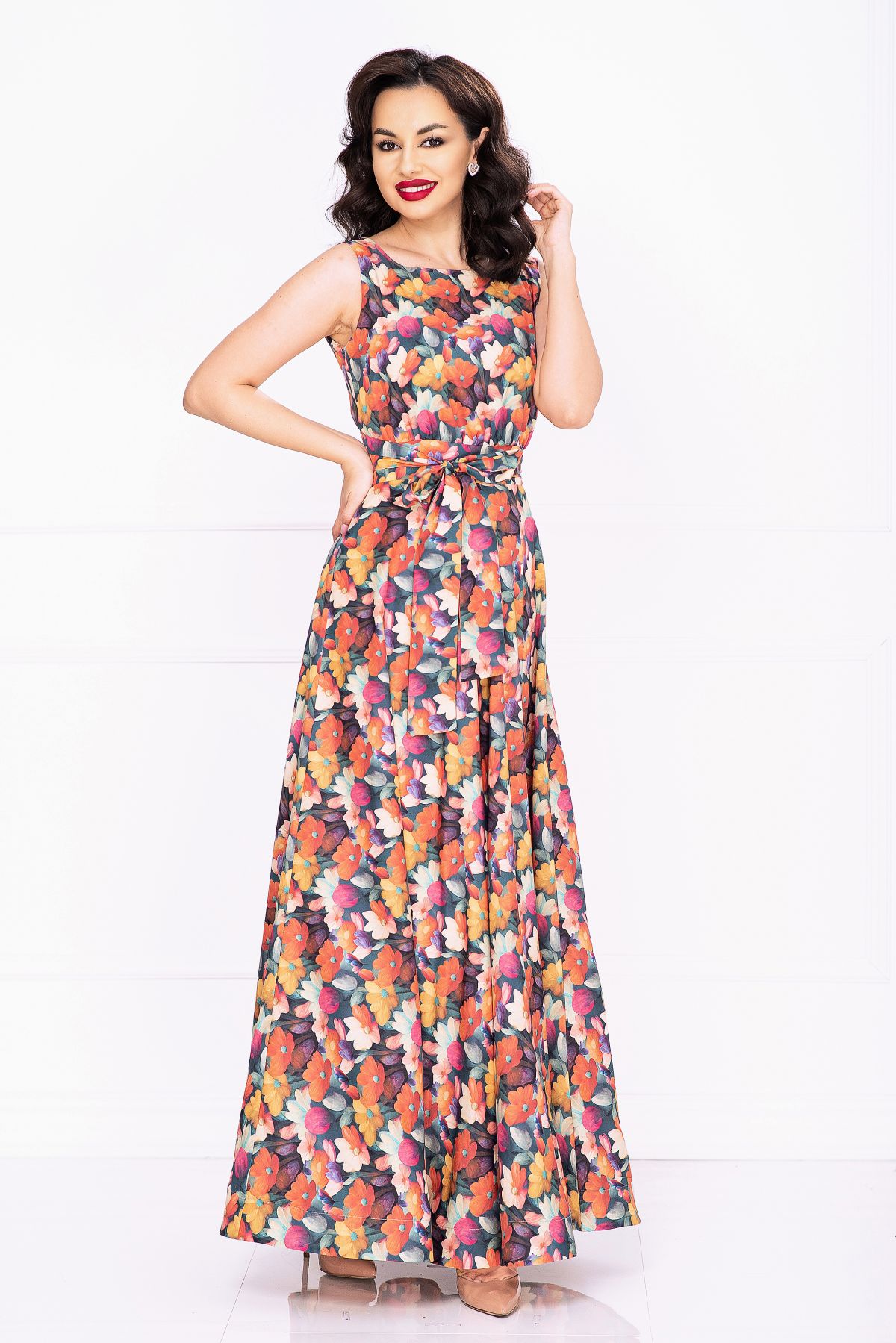 Rochie de zi din voal fin lunga Effect cu imprimeu floral