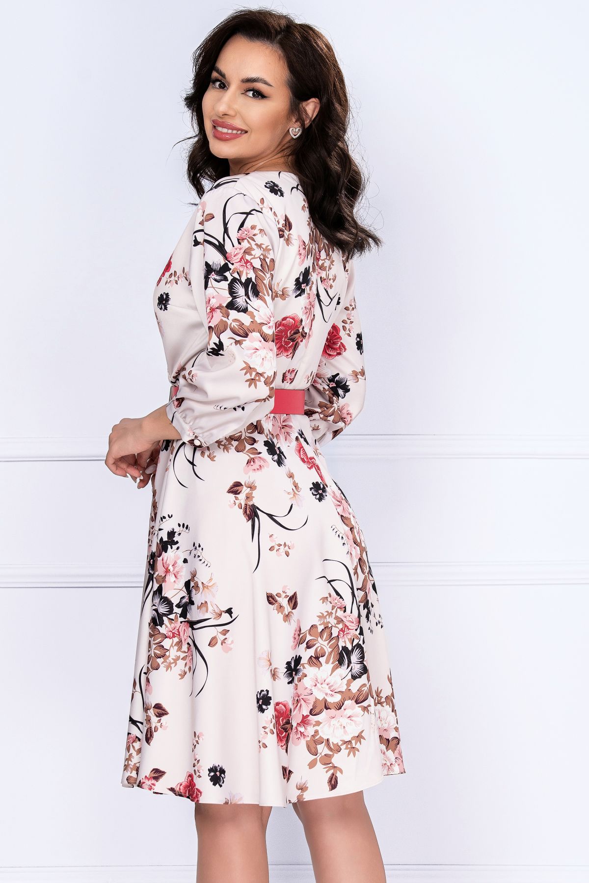 Rochie din satin Venus in clos ivoire cu decolteu petrecut