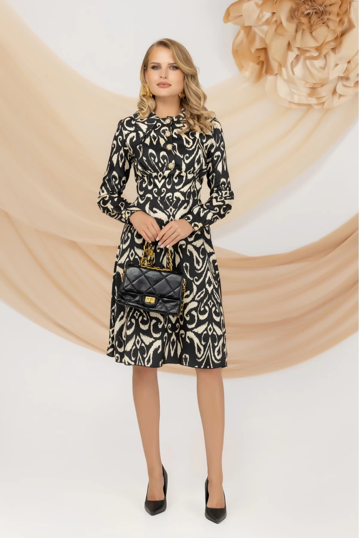 Rochie de zi Pretty Girl midi in clos imprimata