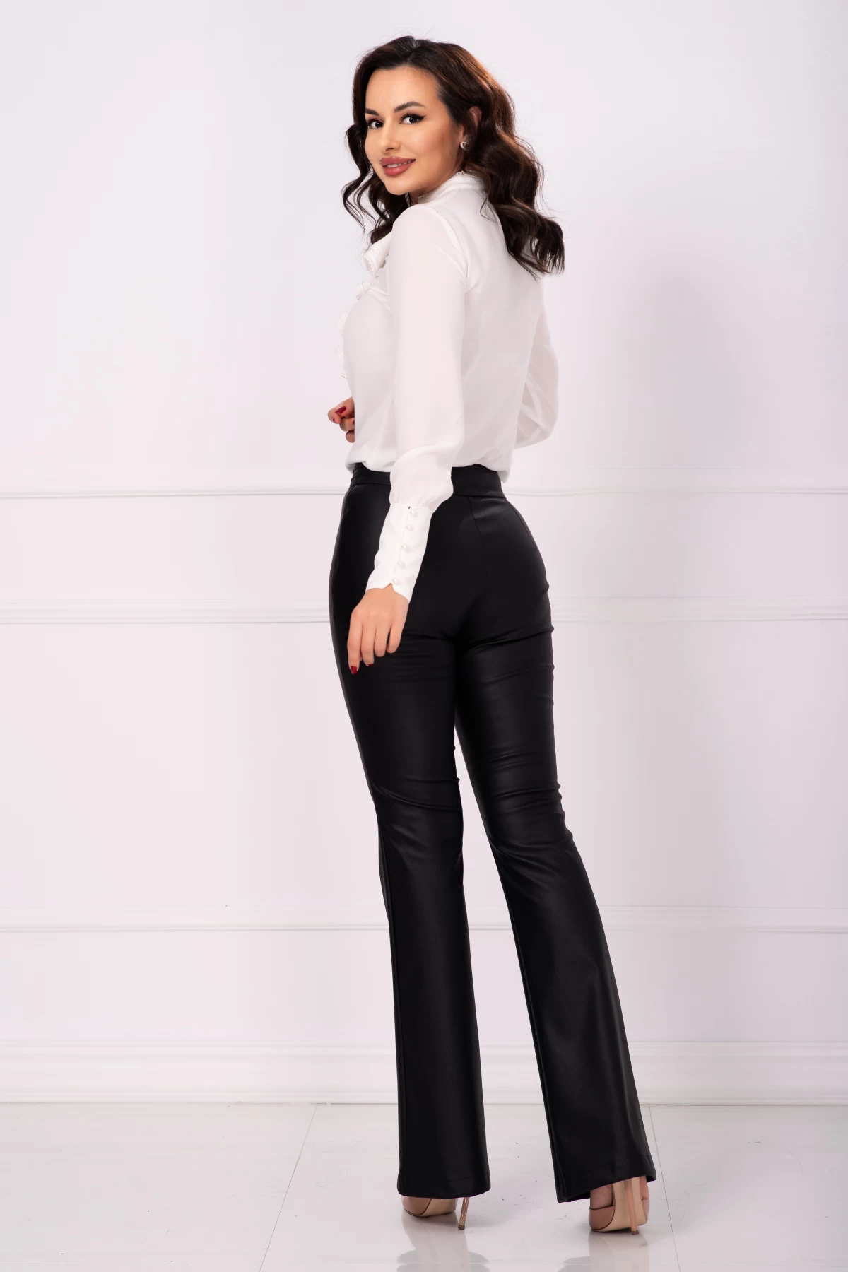 Bluza dama eleganta Effect din voal ivoire cu jabou