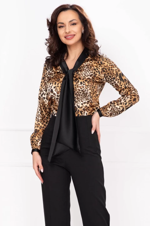 Bluza eleganta InPuff cu imprimeu leopard