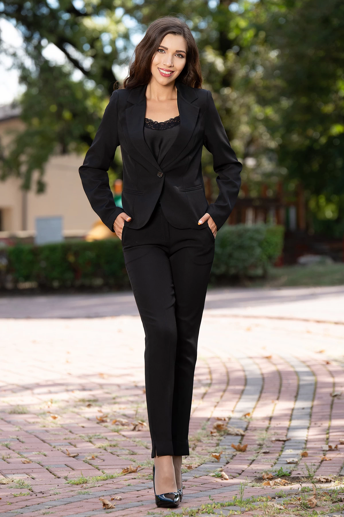 Compleu dama negru office din doua piese